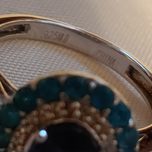 Sterling silver mult gemstone ring Marked 925 MLD - Picture 4 of 9